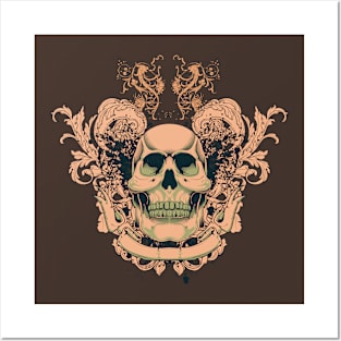 Floral Zombie Skull Posters and Art